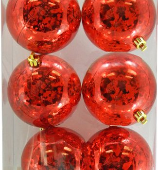 BALLS BOXED MERCURY FINISH 6PC 80MM RED