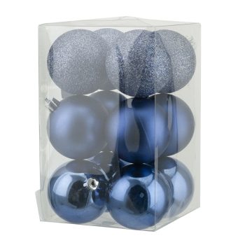 BALLS BOXED 12PC 60MM STEEL BLUE SHINY/ MATTE