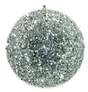 BALL GLITTER-3D 125MM SILVER