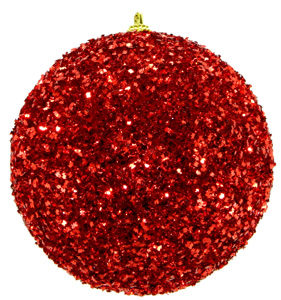 BALL GLITTER-3D 125MM RED