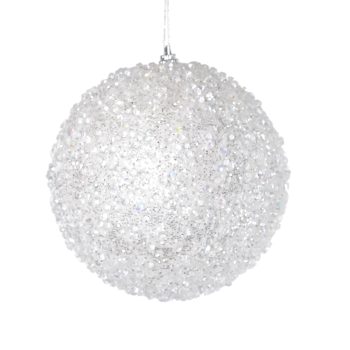 BALL ICE BEAD 120MM WHITE/ SILVER GLITTER