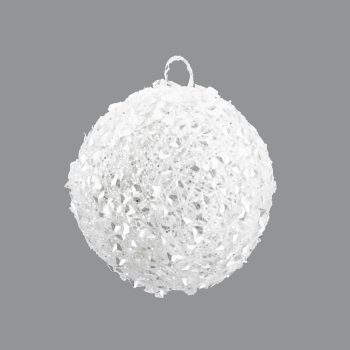BALL METAL WIRE/ GLITTER  100MM WHITE