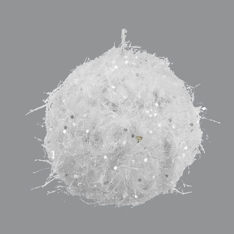 BALL METAL WIRE/ SNOW 4" WHITE SPARKLE