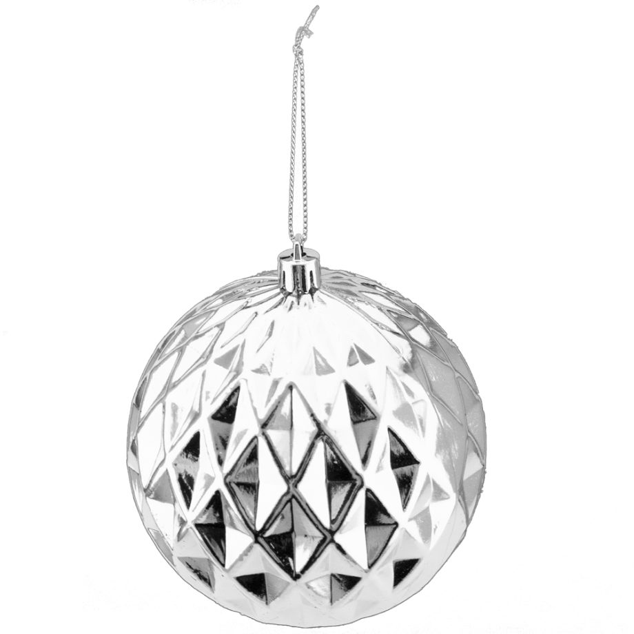 BALL DIAMOND CUT 100MM SHINY SILVER