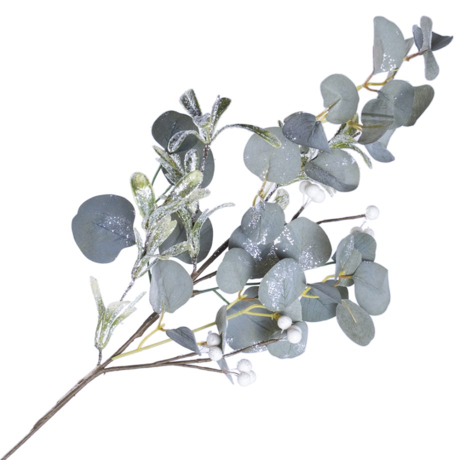 SPRAY LEAVES 28" FROSTED MISTLETOE W/ EUCALYPTUS