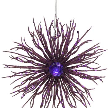 ORN PURPLE FIREWORK 7.5" W/GLTR & JEWEL