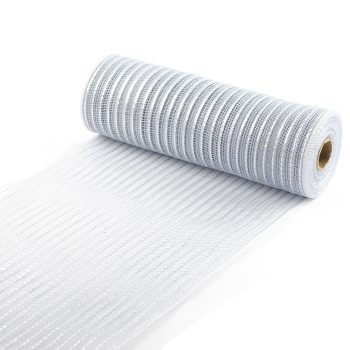 DECOR MESH 10.5"x10 YDS SM SILVER/MATTE SILVER LINES