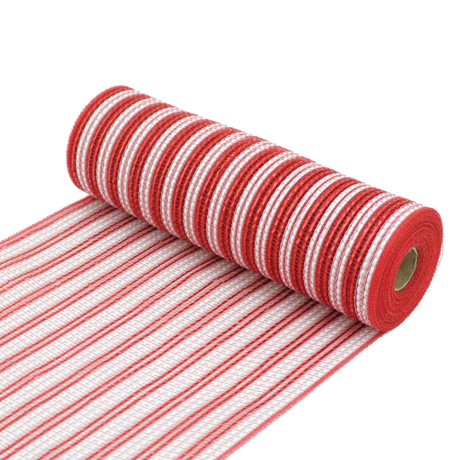 DECOR MESH 10.5"x10 YDS LN RED/WHITE STRIPES