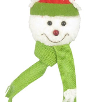 ORN FABRICSNOWMAN HEAD 6" W/ SANTA HAT / SCARF