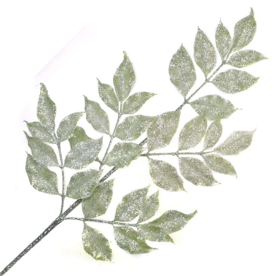 SPRAY LEAVES ICED 27" GREEN FROSTING