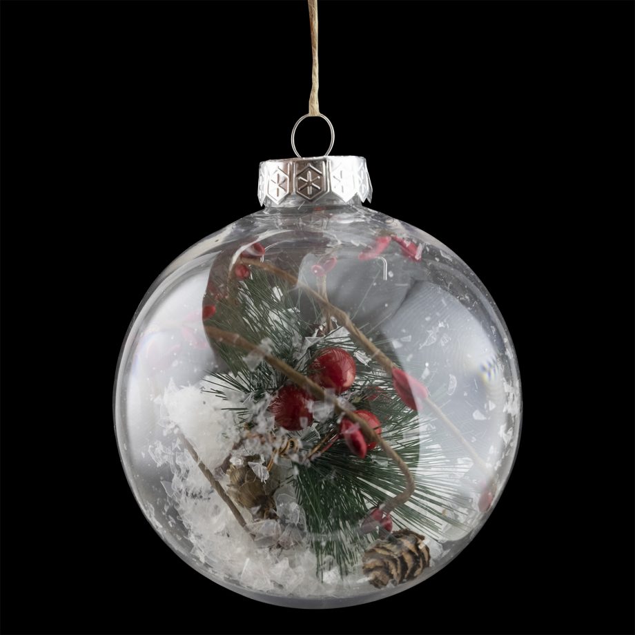 BALL CLEAR 100MM CLEAR W/ GRNS & BERRIES