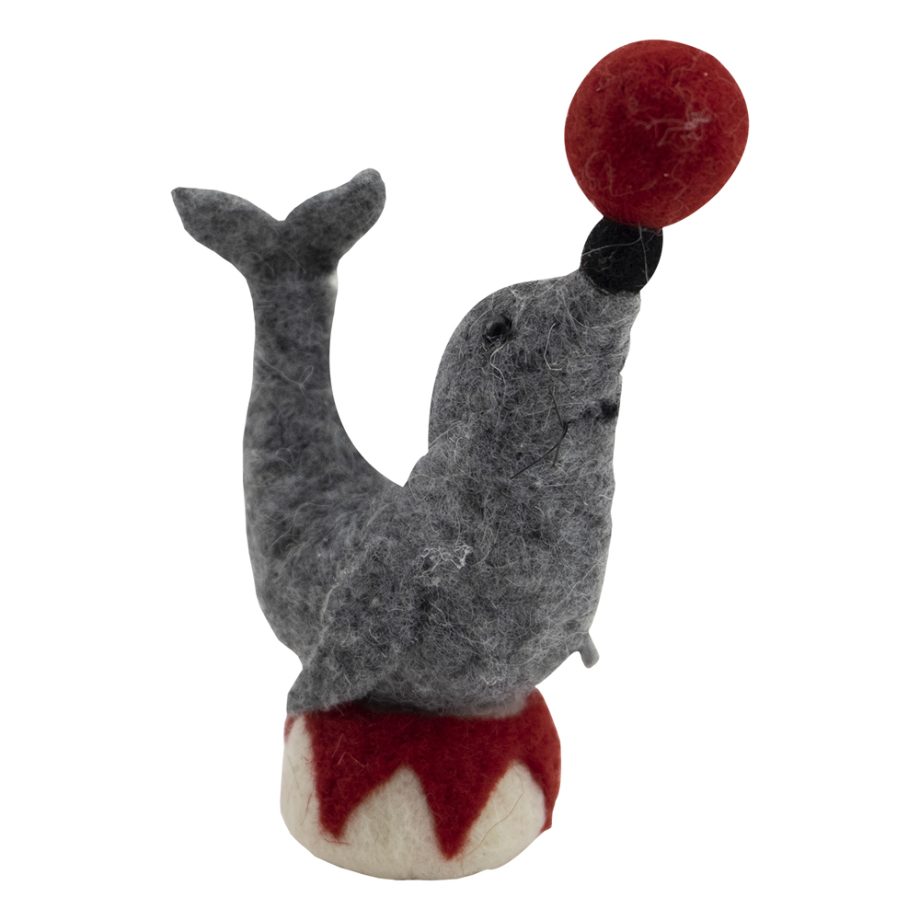 ORN WOOL SEAL 4.75" ON DRUM W/ RED BALL