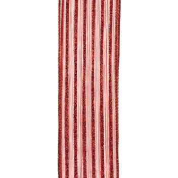 WIRED RIBBON 2.5"X10 YDS RED SHEER W/ RED GLITTER
