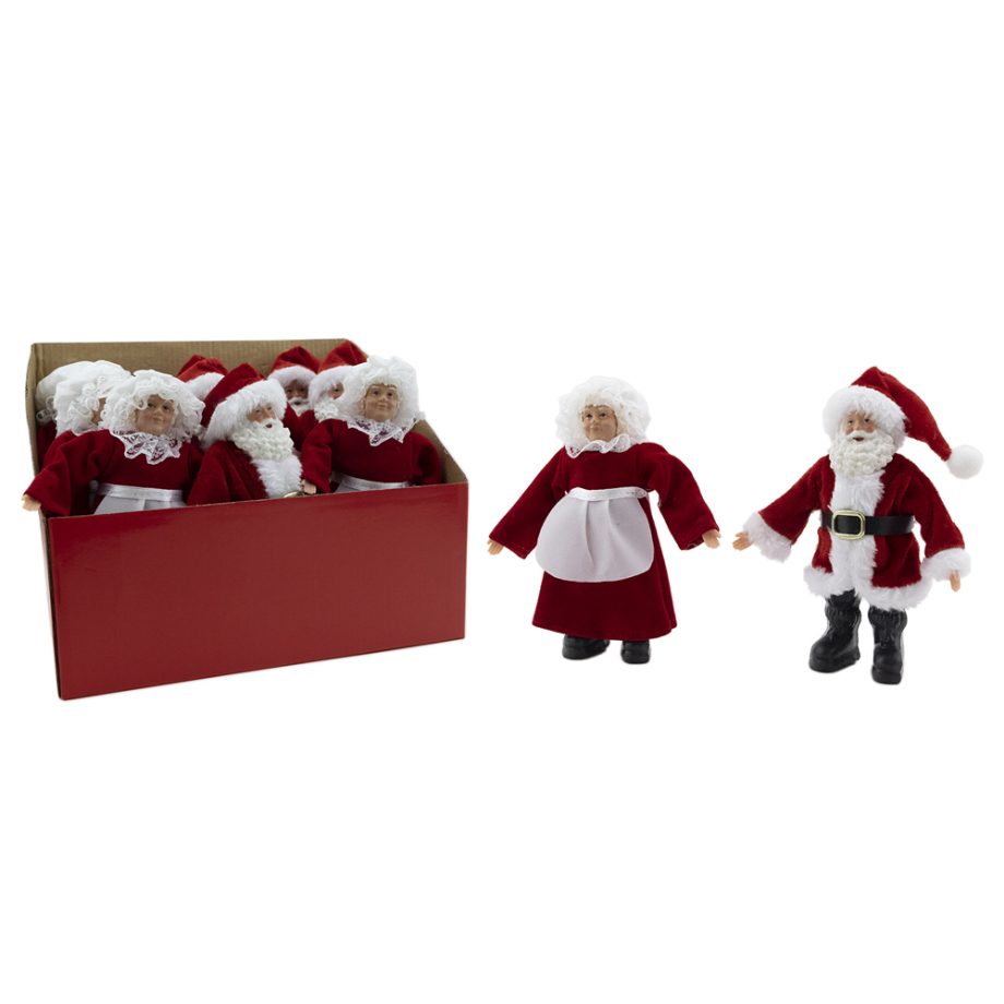 SANTA 07" STANDING MR. & MRS. RED/WHITE