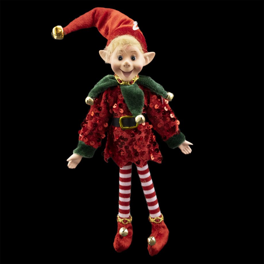 ELF BOY POSABLE 10" RED SEQUIN OUTFIT