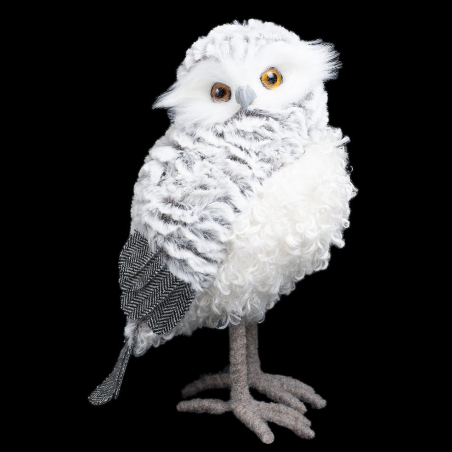 OWL GRAY/ WHITE 7.5" WOOLY FUR STANDING
