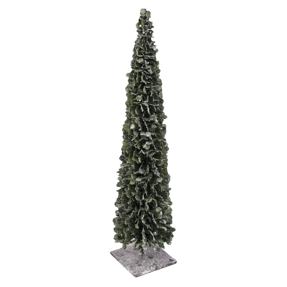 TREE MINI LEAVES FROSTED 16" W/ METAL BASE