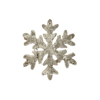 ORN WOODEN SNOWFLAKE 6" WOOD/BIRCH LOOK W/ GLTR