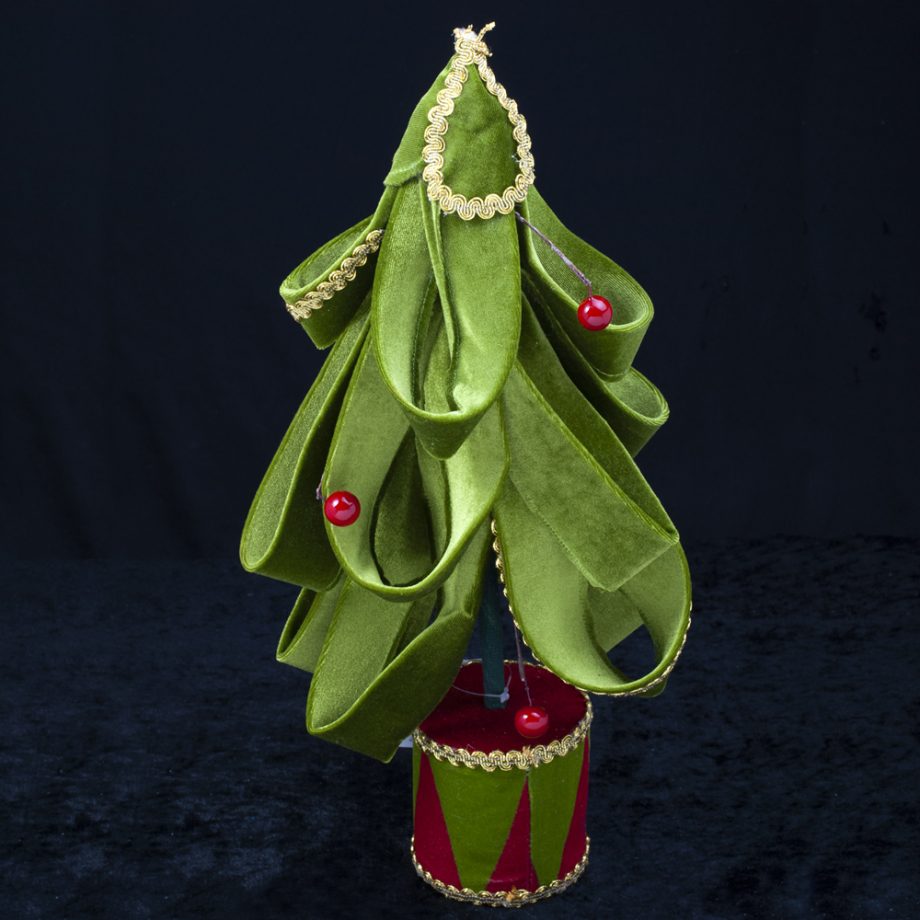 TREE VELVET FABRIC LOOPS SML 16.5" GRN