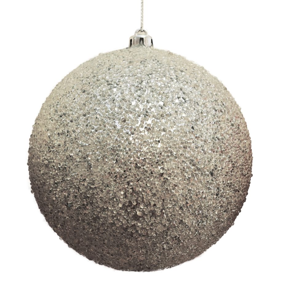 BALL FROSTED BEAD & GLITTER 150MM SILVER