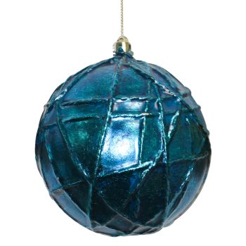 BALL FOILED W/STRING 100MM BLUE
