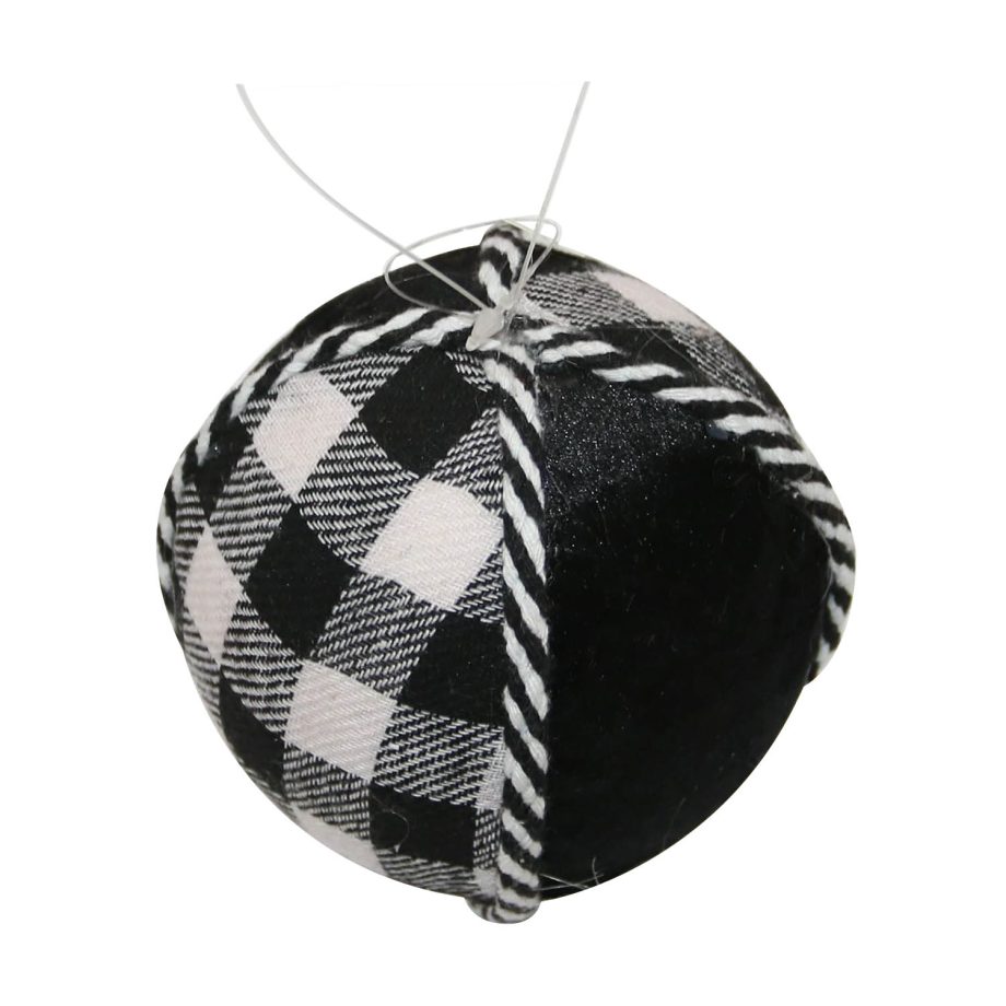 BALL FABRIC WOVEN 4" BLACK/ WHITE W/ ROPING