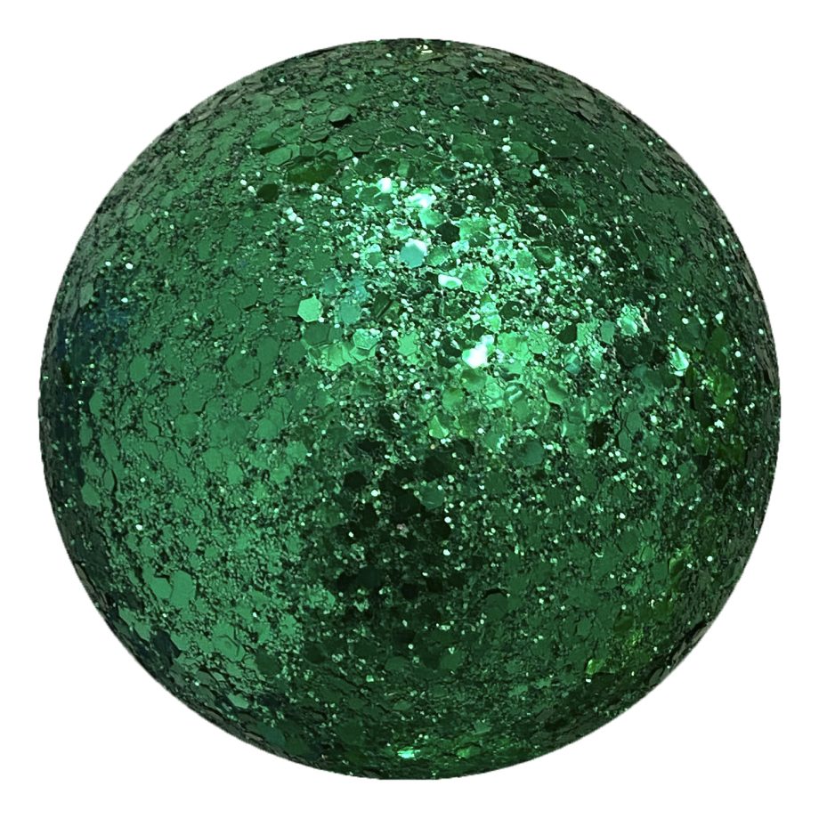 BALL GLITTER 100MM FOREST GREEN