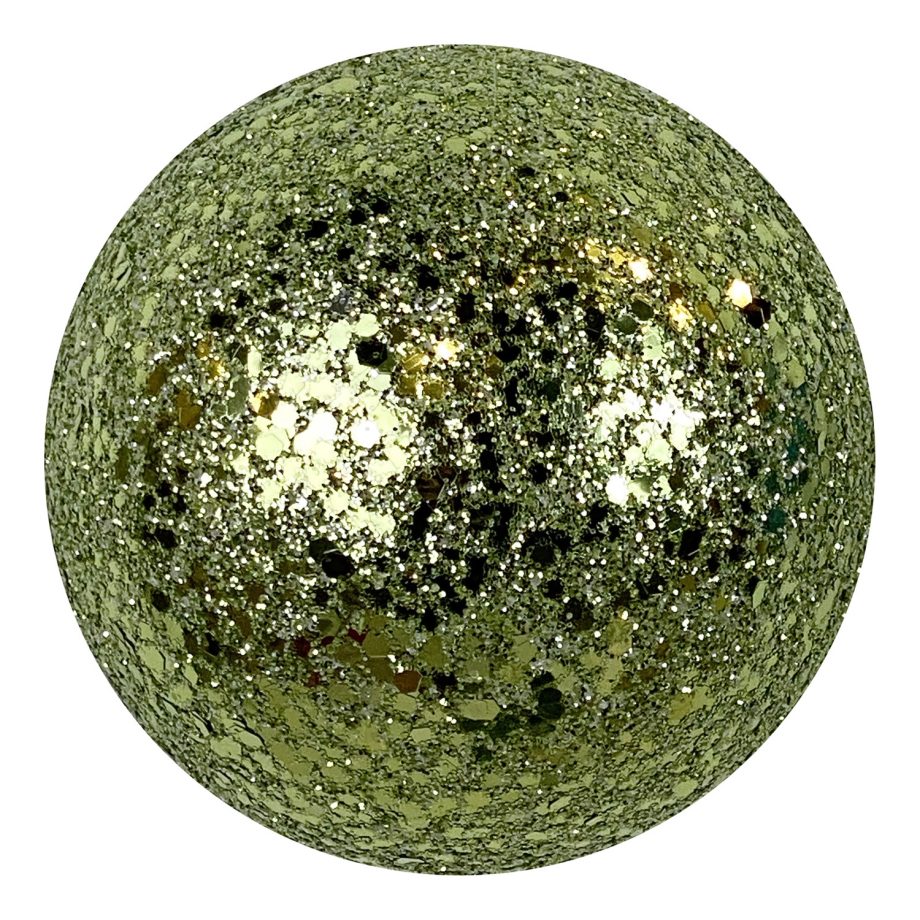 BALL GLITTER 100MM OLIVE GREEN