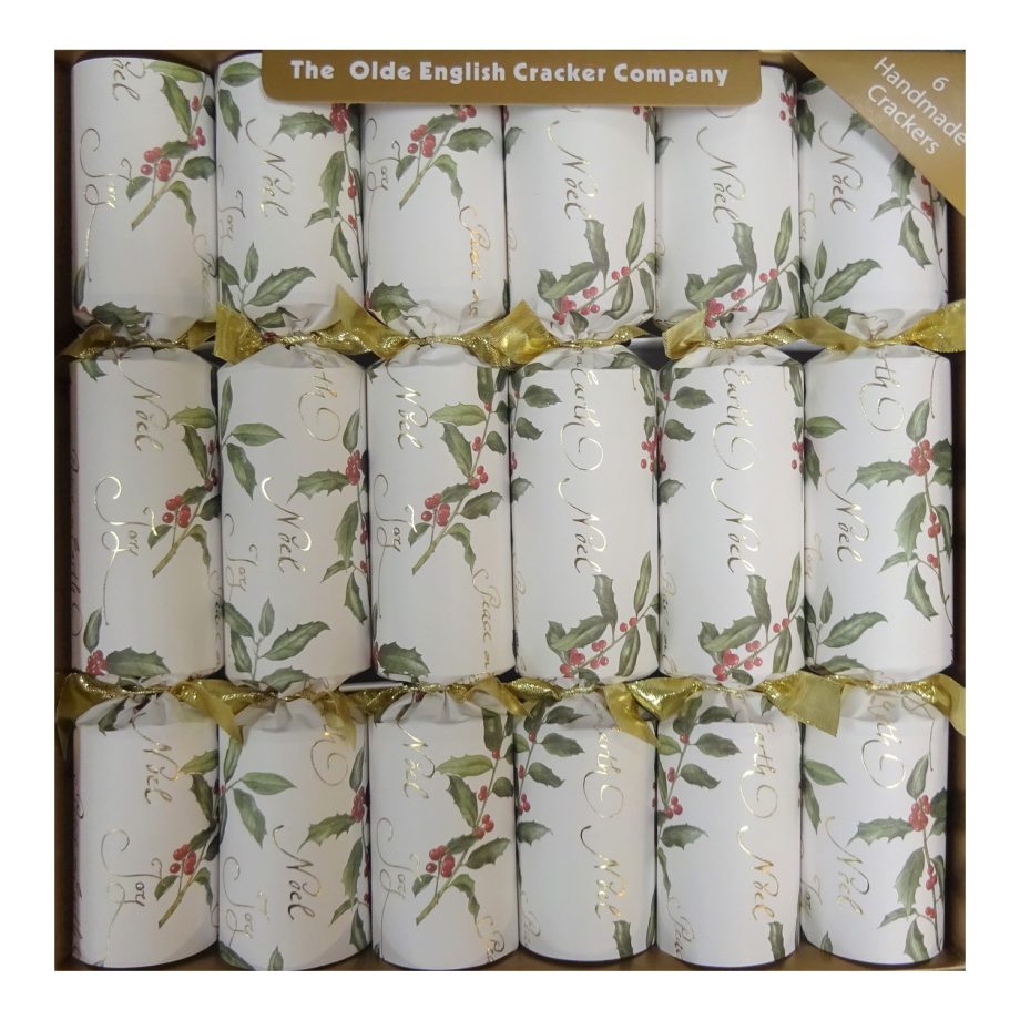 CHRISTMAS CRACKER PREMIUM 6PCSx12" JOY NOEL W/ BERRIES WHITE/MULTI COLORED W/ PICADILLY