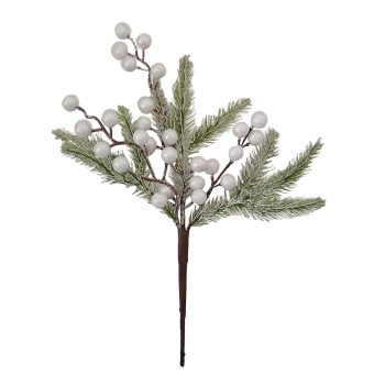 SPRAY FROSTED  PINE 12" SNOW BERRY WHITE F