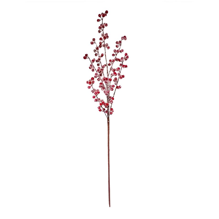 SPRAY BERRY 29.5" RED FROSTED BERRY
