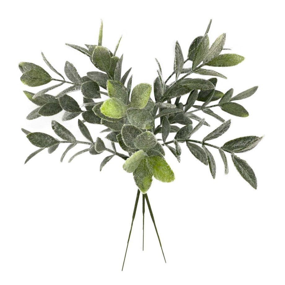PICK MISTLETOE FROSTED 9.5" GREEN