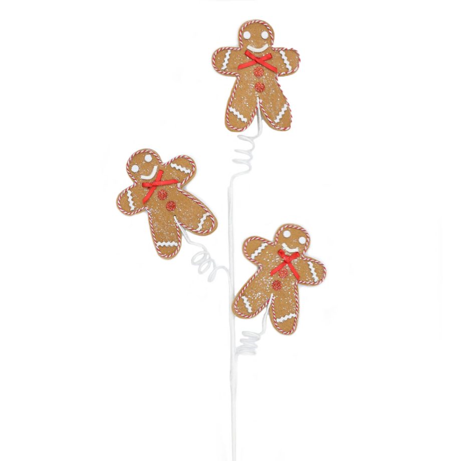 SPRAY GINGERBREAD MAN 29.5" X3 W/ RED BOW
