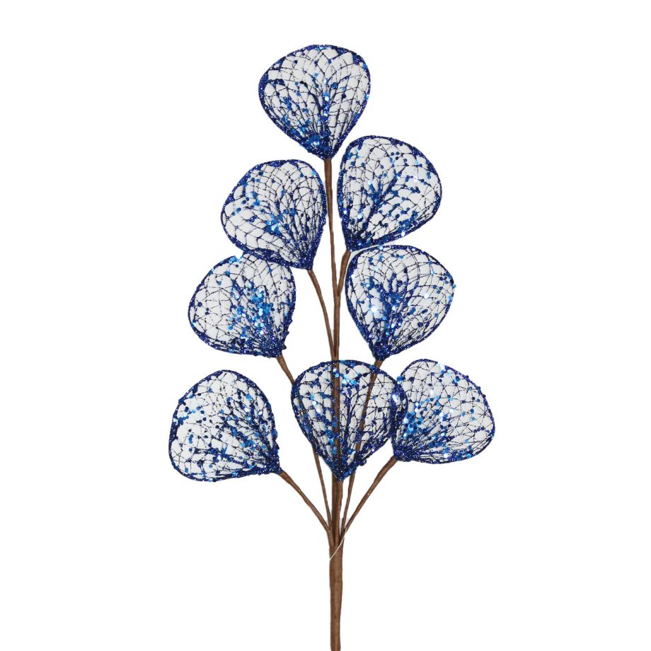 SPRAY LEAVES MESH 26" MIDNIGHT BLUE GLITTER