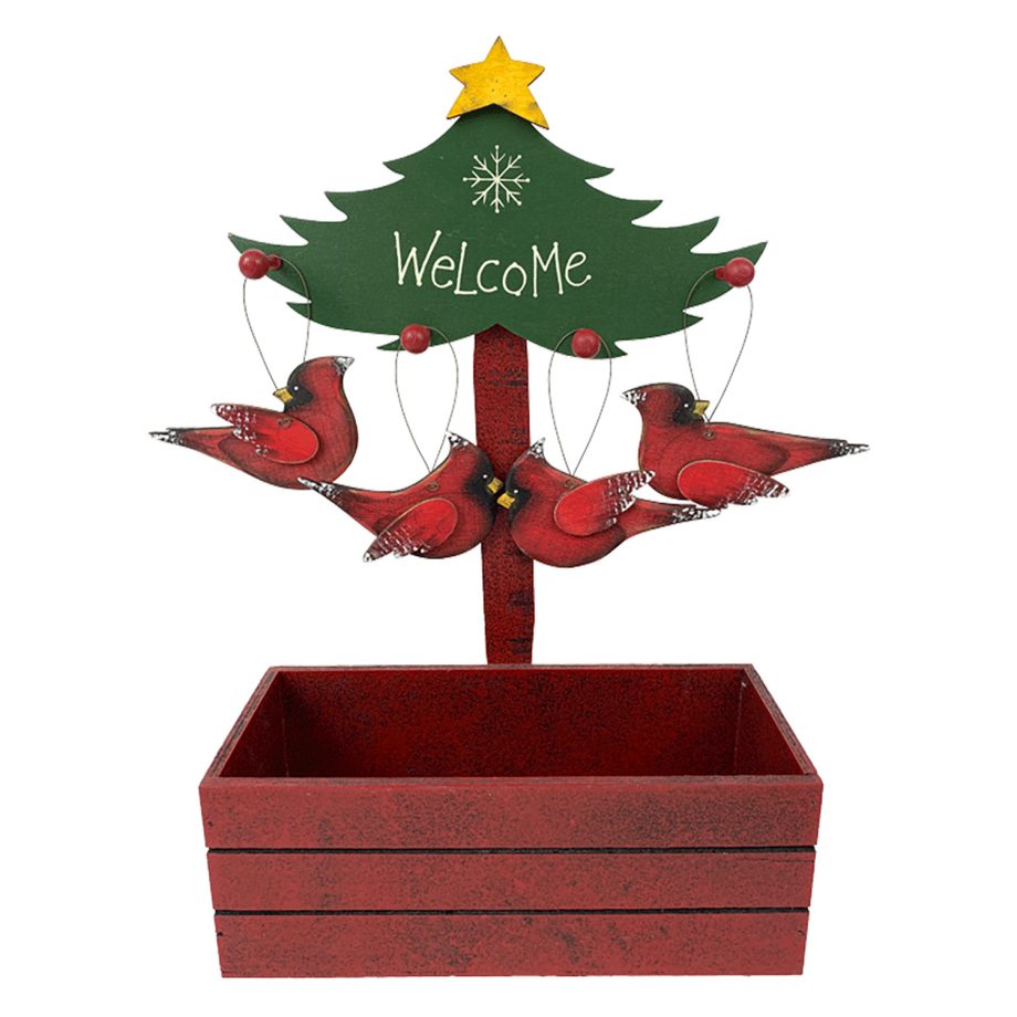 ORN DSP WOODEN CARDINAL 1.9" W/DISPLAY BOX 4/S