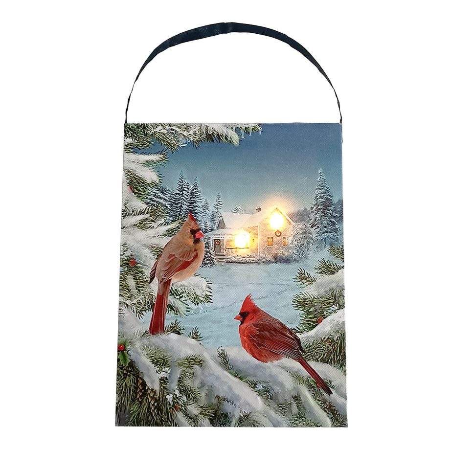 CANVAS 6"X8" 2 LED CARDINAL LOVEBIRDS
