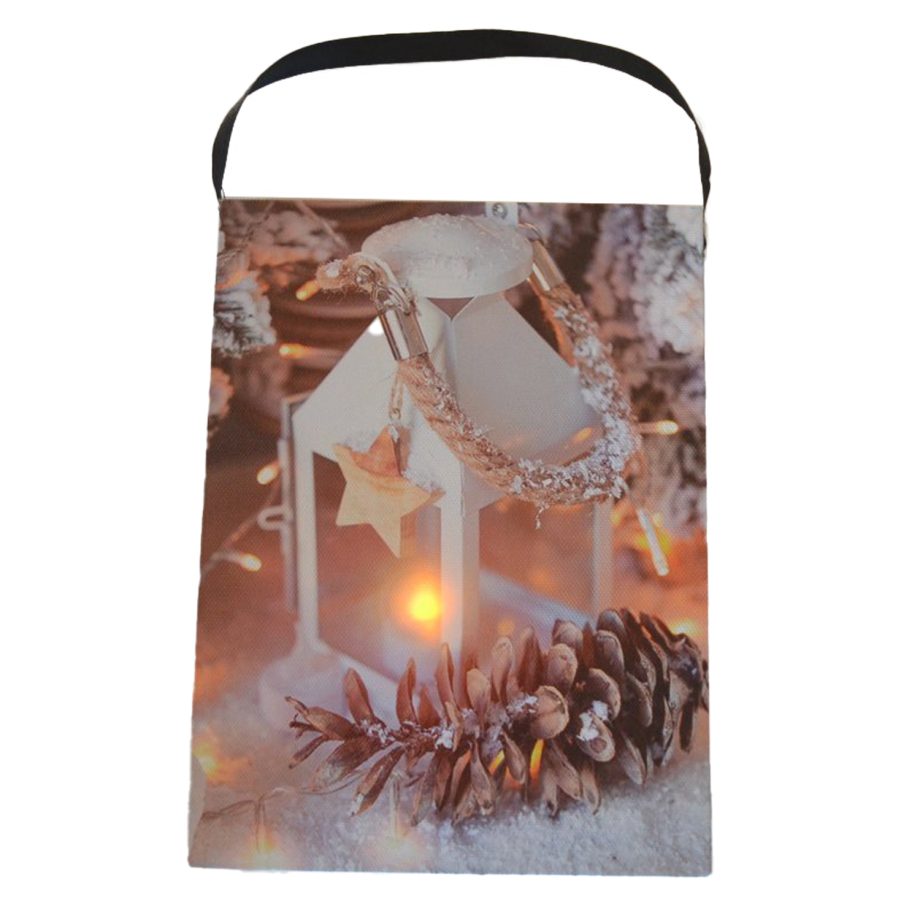 CANVAS 06"X8" 1 LED WHITE LANTERN