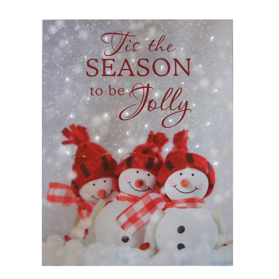 CANVAS 12"X16" 30 FIBERS SNOWMAN W/ MESSAGE W/TIMER
