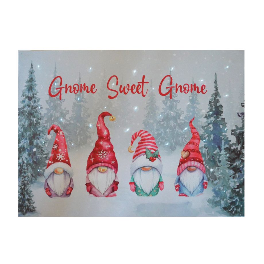 CANVAS 16"X12" 30 FIBERS "GNOME SWEET GNOME" W/TIMER