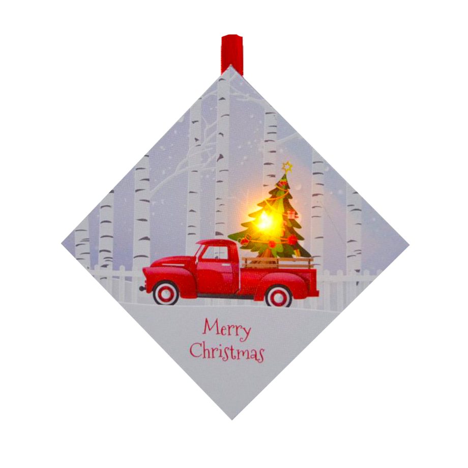 CANVAS 05"X5" 1 LED W/ TREE ON A TRUCK