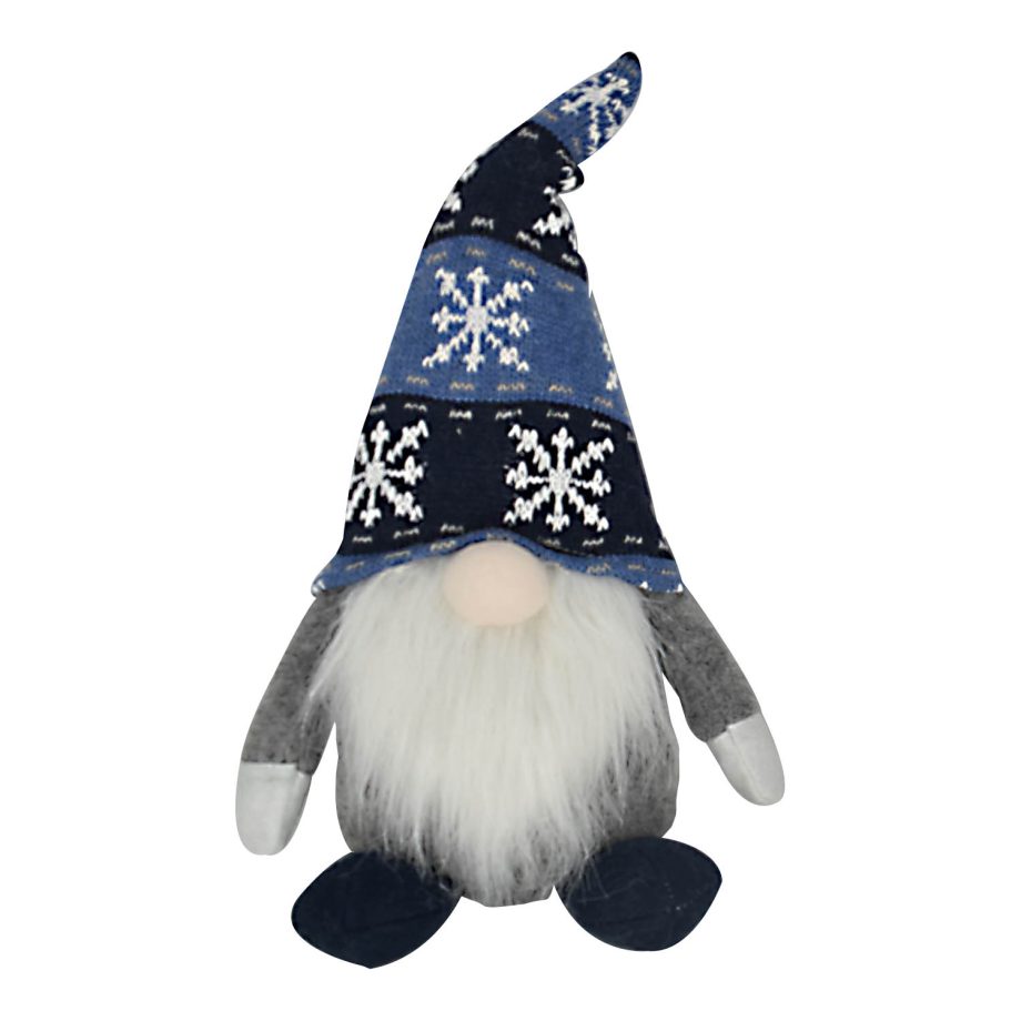 GNOME PLUSH STANDING11'' BLUE W/ SNOWFLAKE HAT