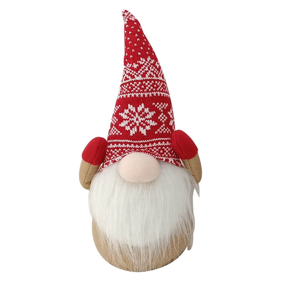 GNOME PLUSH  9'' RED HAT W/ SNOWFLAKES AND HANDS