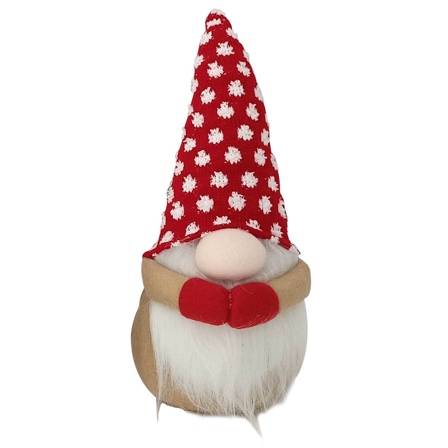 GNOME PLUSH 9'' W/ RED POLKA DOT HAT & HANDS