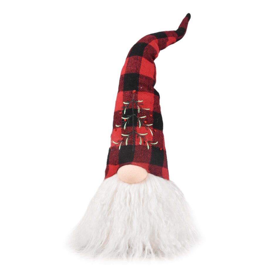 GNOME PLUSH 20" RED/ BLACK PLAID W/LONG HAT