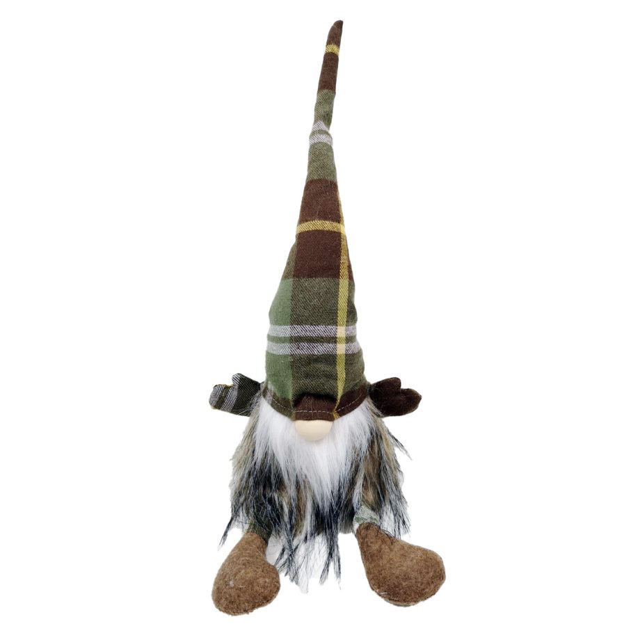 GNOME PLUSH  SITTING 14" GREEN/BROWN W/ DANGLE LEGS
