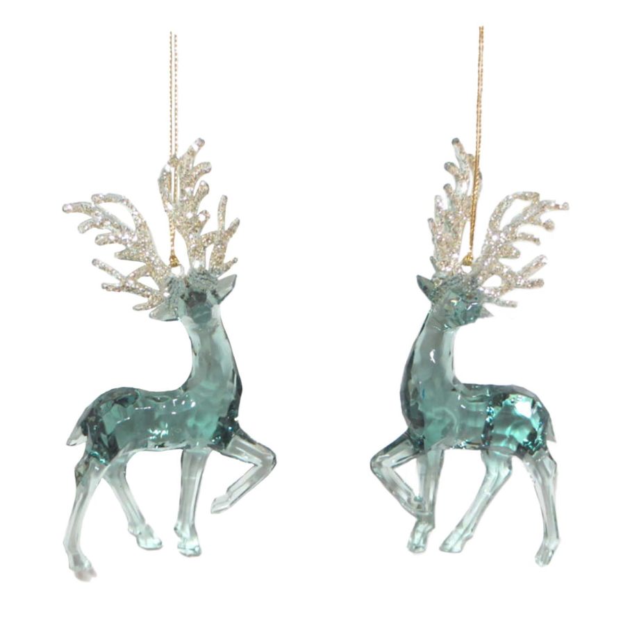 ORN BLUE/ CEAR DEER 5.5" TURQUOISE W/  CHAMPAGNE GOLD GLITTER 2 ASSTD.