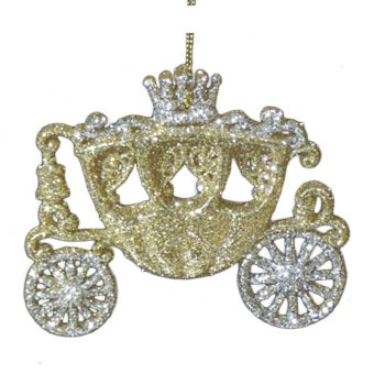ORN CHAMPAGNE CARRIAGE 4" W/ SLV. & CHAMP. GLITTER