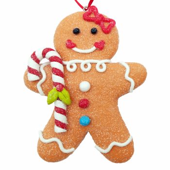 ORN GINGERBREAD MAN 4"X3" W/ CANDY CANE