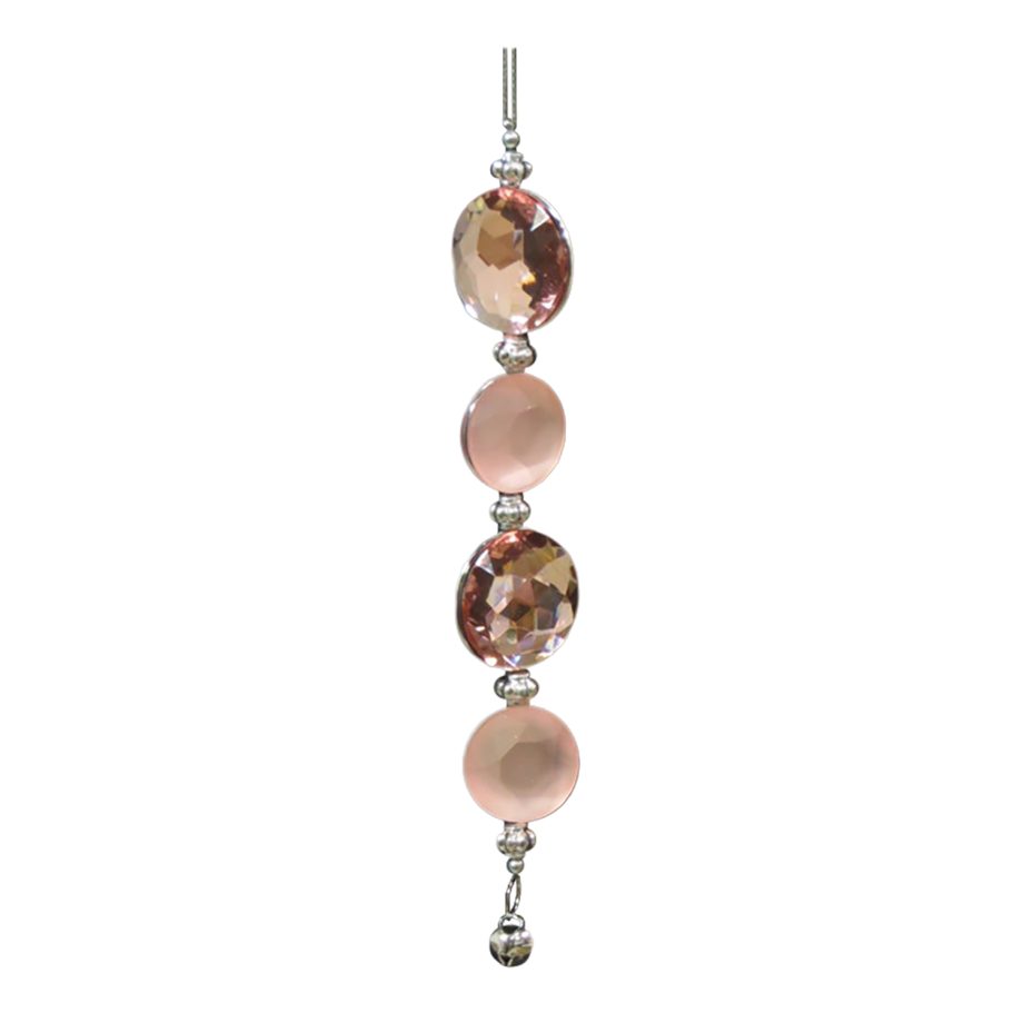 ORN ROSE GOLD/CLEAR ROUND 4PC JEWEL 7" W/ BELL