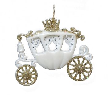 ORN WHITE / GOLD  ROYAL CARRIAGE 4" W/ GOLD  GLITTER